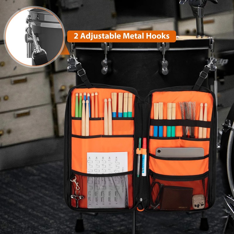 Damero Drumstick Bag, Holds Approximately 12 Pairs with Shoulder Strap,