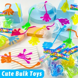 WinKingood 29PCS Glow in Dark Sticky Hands Bulk Party Favors for Kids Stretchy Sticky Fidget Toy Summer Goodie Bag Pinata Stuffers Treat Trinkets Treasure Box Toys Classroom Prizes Birthday Supplies