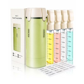 4 in 1 Travel Dispenser Bottle, TSA Approved Leak Proof Refillable Toiletry Containers for Shampoo, Conditioner, Lotion & Skincare – Easy Clean Travel Bottles for Gym, Business