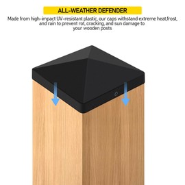 KIBBEH 12 PCS Black Fence Post Caps for 4x4" Square Posts - Deck Post Toppers with 24 Screws Included, Durable Outdoor Post Covers for Fence Post Protection and Decoration