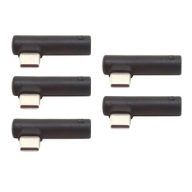 NFHK - Juego de 5 adaptadores de auriculares tipo C a 3,5 mm, tipo ángulo de 90 grados, USB-C 3.1 macho a AUX Audio Hembra