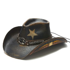 Stampede Hats Men's Land of Liberty Lone Star Chain Western Hat M Black