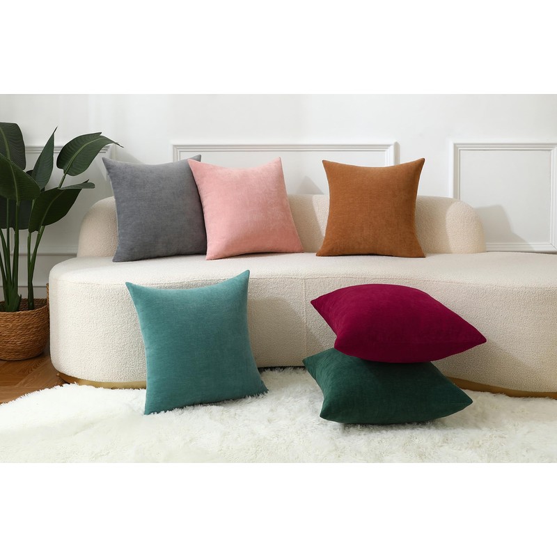 Qanatmz Terracotta Cozy Soft Throw Pillow Covers Decorative Chenille Square