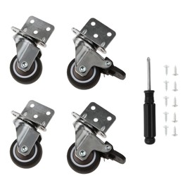 bowarepro 4 Castors for Furniture, 360° Rotatable Furniture Castors with Brake, 32 mm Swivel Castor, 15 kg per Wheel, L-shaped Transport Castors, Suitable for Baby Bed, Crib, Flower Stand, Furniture