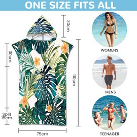 Lukery Handtuch Poncho mit Kapuze, Surf Poncho für Damen Herren Jugendliche, Umziehhilfe Strand Drucken Badeponcho, Kompakt und Sehr Leicht Robe aus Mikrofaser für Strand Schwimme 75x110cm