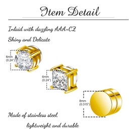 Besyvvin Magnetic Stud Earrings Fake Earrings Magnetic Stud Earrings Silver Black for Men Women Surgical Steel, Stainless Steel