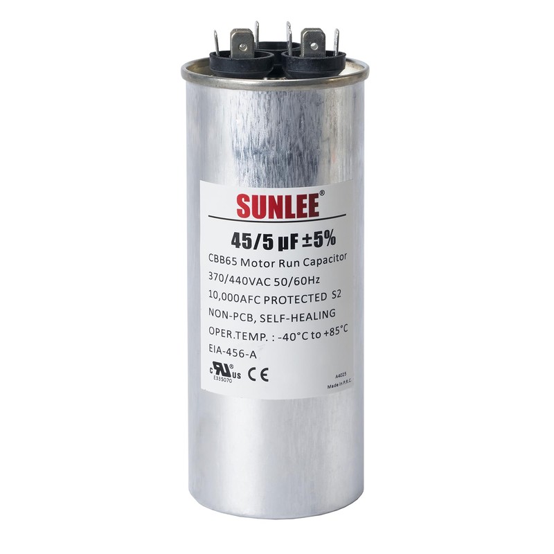SUNLEE AC Capacitor 45/5 uF 370V / 440V CBB65 Dual