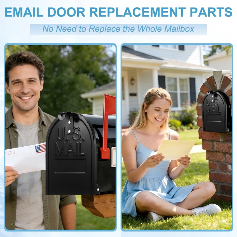 8" x 10" Mailbox Door Replacement – Black Metal Snap-in