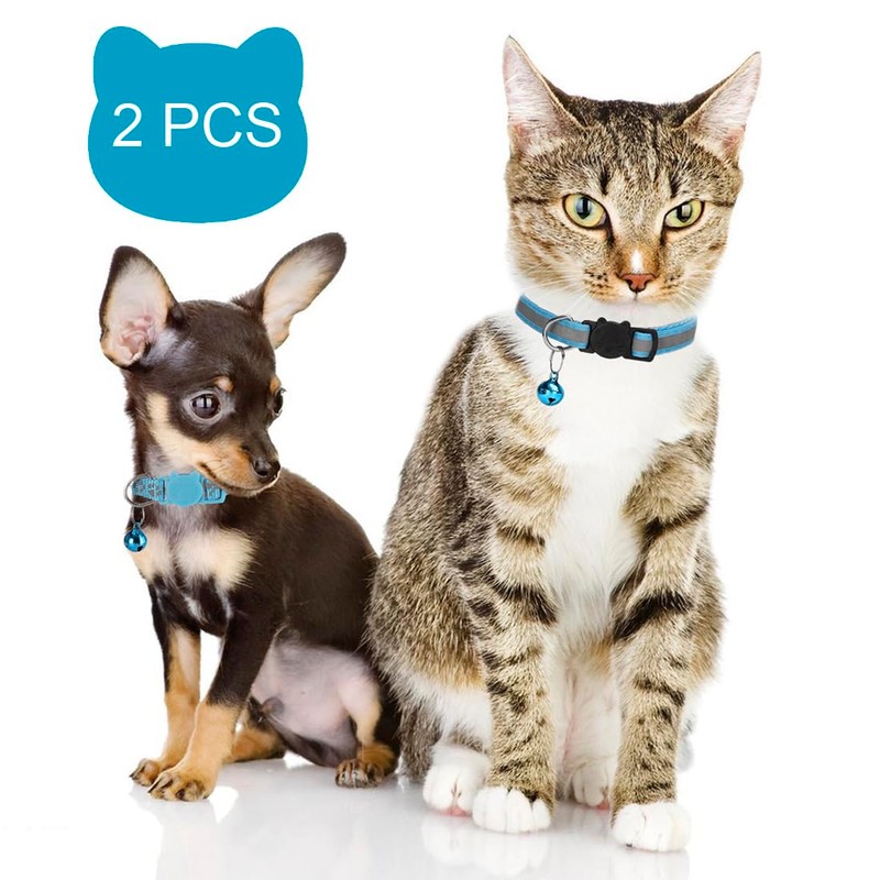 Bosose 2 Pack Cat Collar with Bells, Reflective Collars for