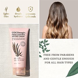Cocomagic Frizz Control Air Dry Cream | Crema antiencrespamiento | Ayuda a calmar y suavizar el cabello propenso al encrespamiento | Sin parabenos (6 