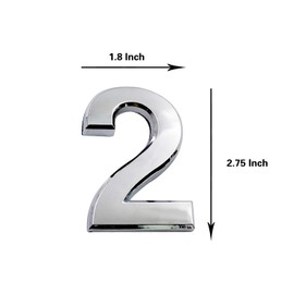2.75 Inch Adhesive House Numbers, Mailbox Numbers, Street Door Numbers, Self-Stick Address Signs for Apartments, Double Silver Number 2