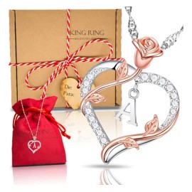 Cadena Dije Inicial Plata Chapado Oro14 Corazón Collar Letra