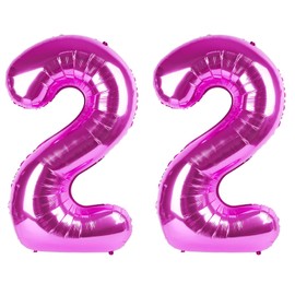 40 Inch Large 22 Balloon Numbers Rose Purple Big Foil Number Balloons Giant Helium Happy Birthday Party Decorations for Man and Women, Huge Mylar Anniversary Party Supplies