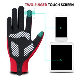 EXCEREY Full Finger Touch Screen Bike Gloves MTB Cycling Racing Bicycles Gloves for Climbing Riding Biking Outdoor Sports (Black, Size M)