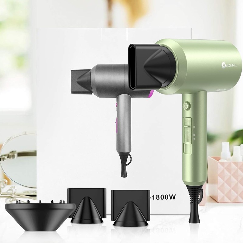 Slopehill Professional Ionic Hair Dryer, Powerful 1800W Fast Drying Low