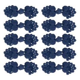 sourcing map 10 Set Chinese Closure Buttons Chinese Knots Frog Buttons Handmade Sewing Fasteners for Tang Suit Scarf Coats Sweater Cloak Costumes Outfit Sewing (Navy, 60 x 20mm)