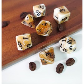 vvpesca Coffee DND Dice Set of 7 – Polyhedral Dice Set for TTRPGs, Dungeons and Dragons, COC, MTG, and Other Role Playing Games, Table Games Accessory – D20 System Dice (Cappuccino)