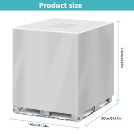 IBC Tank Cover 1000L, IBC Tank Accessories Water Tank Tarpaulin, IBC Container Cover Dustproof Anti-UV Protective Tarpaulin, Cover for 1000L Rainwater Tank, Light Grey, 120 x 116 x 100 cm