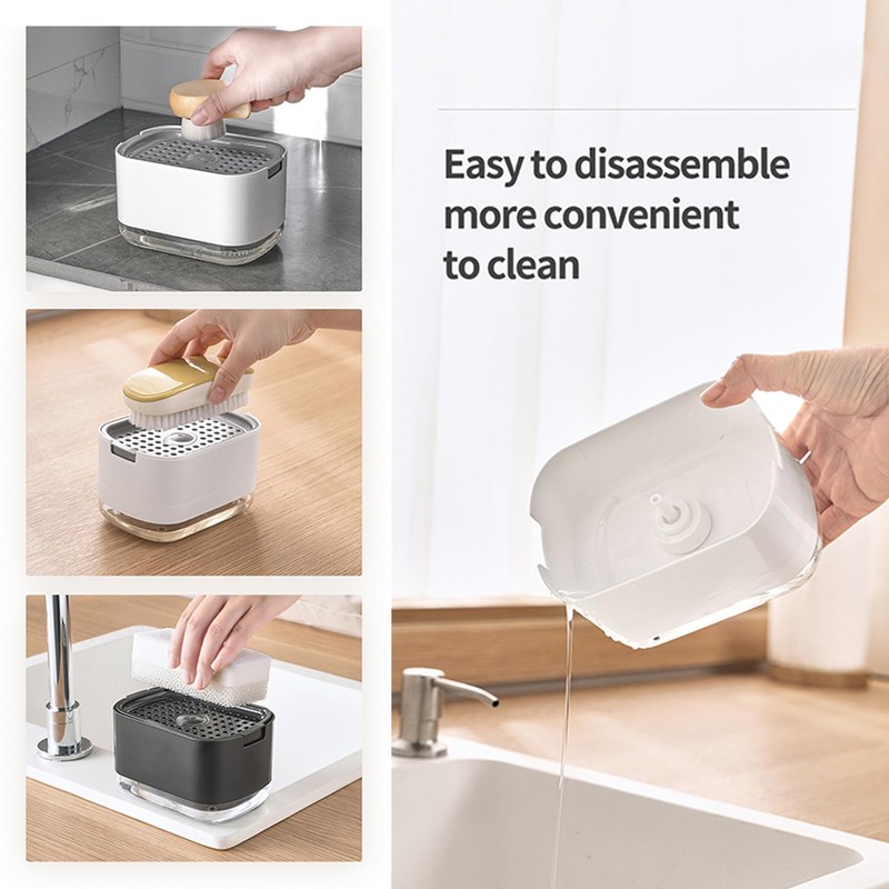 RUFCRIL Soap Pump Dispenser and Sponge Holder with Sponge, 10