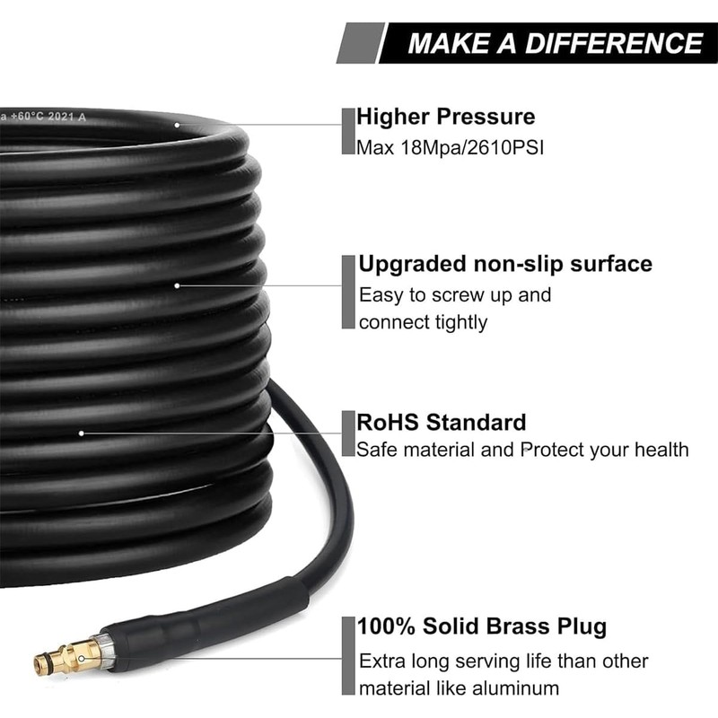 10M Pressure Washer Replacement Hose - Compatible with Karcher K2