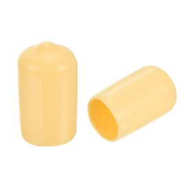 QUARKZMAN Pack of 20 Rubber Caps 13.5 mm ID Rubber End Caps Sealing Cap Vinyl Round End Cap Cover Vinyl Cover Screw Thread Protective Caps, Beige