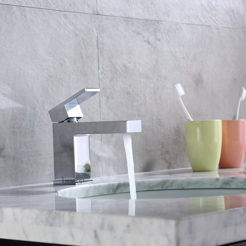 Luxier BSH05-SC Single Hole Single-Handle Bathroom Faucet with drain in