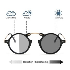 helena Photochromic Reading Glasses Women men round Transition Presbyopic Glasses Bifocal Reader Sunglasses (black, 3, multiplier_x)