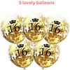 DIWULI 5pc 16th Birthday Number Balloons, Gold, 12 Inch, Confetti,