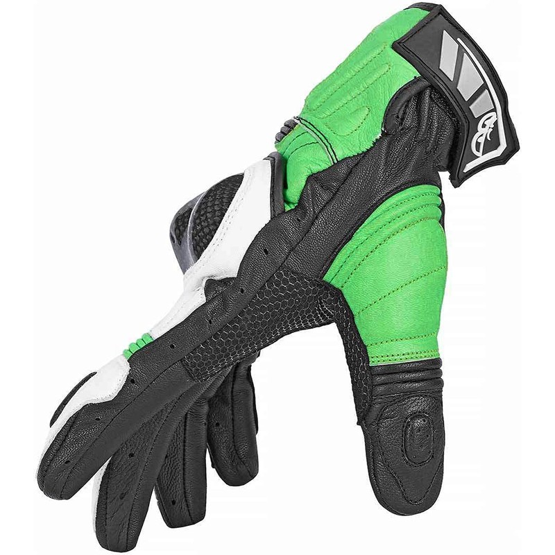 Berik NexG Motorcycle Gloves, Black/White/Green, 3XL