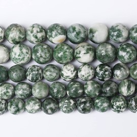 36 abalorio de piedra de punto verde natural de 10 mm para hacer joyas, abalorio redondas sueltas y espaciadoras, pulseras de 15 pulgadas (10 mm, piedra de punto verde)