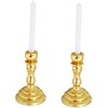 2Pcs Gold Miniature Candle Holders, 1/12 Scale Dollhouse Candlesticks Set