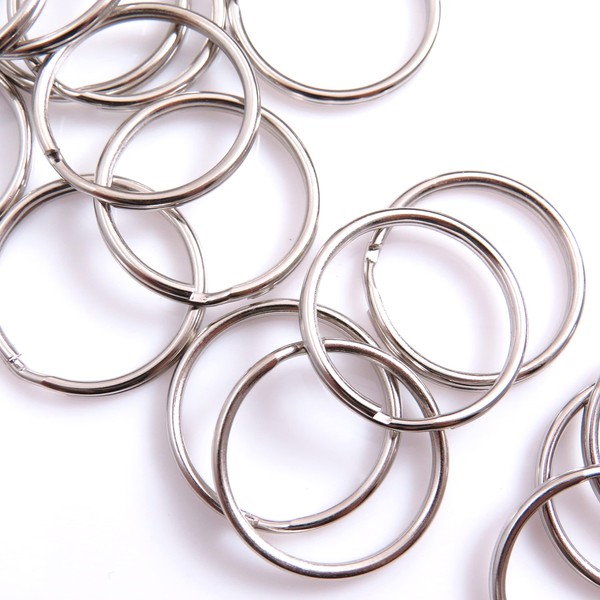 B2Beads 100 pieces Key Ring 24mm Nickel Plated, Double Ring