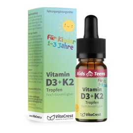Vitamin D3 K2 Drops for Toddlers from 1 Year - German Product - Free from Additives & 100% Vegan - Brand Raw Material K2VITAL® by Kappa - Vitamin D for Children Vitamins