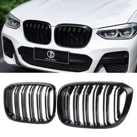 DEKEWEI G01 G02 Grille,Front Kidney Grill Compatible with 2018-2021 X3 G01,2019-2021 X4 G02 Double Slats Gloss Black Grill
