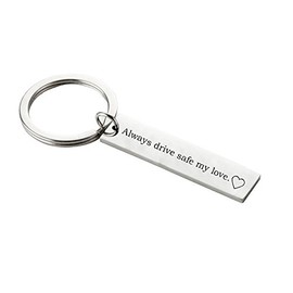 Meiligo Drive Safe I Need You here with me Keychain Trucker Husband Dad Gift for Dad Boyfriend New Driver (My Love Keychain)