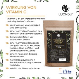 Vitamin C Powder High Dose 500 g Natural Calcium Ascorbate from Vegetable Fermentation & Buffered (pH Neutral, Acid-free and Stomach-Friendly) - Laboratory Tested - Vegan - No Unwanted Additives