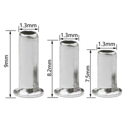 DraCra 18 Pack Portable Umbrella Rivet Tubular Pins Replacement 1.3mm Joint Nail Connector for Travel Folding Rain Umbrellas Frame Repair Stretcher Rib Support Parts 9mm 8.2mm 7.5mm Post