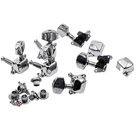 vhbw Machine Heads Pegs 3R3L Compatible with Guitar, Electric Guitar, Acoustic Guitar, Banjo, Guitar Pegs, Tuning Mechanics, 8 mm Intake, Silver