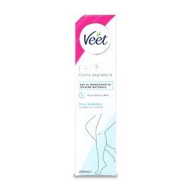 Veet Crema Depilatoria Pelli Sensibili, per Gambe, Braccia, Ascelle e Zona Bikini, 200 ml