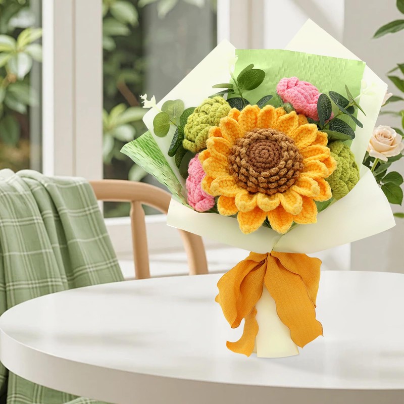 Handmade Crochet Flower Bouquet, Crochet Flowers, Knitted Flowers