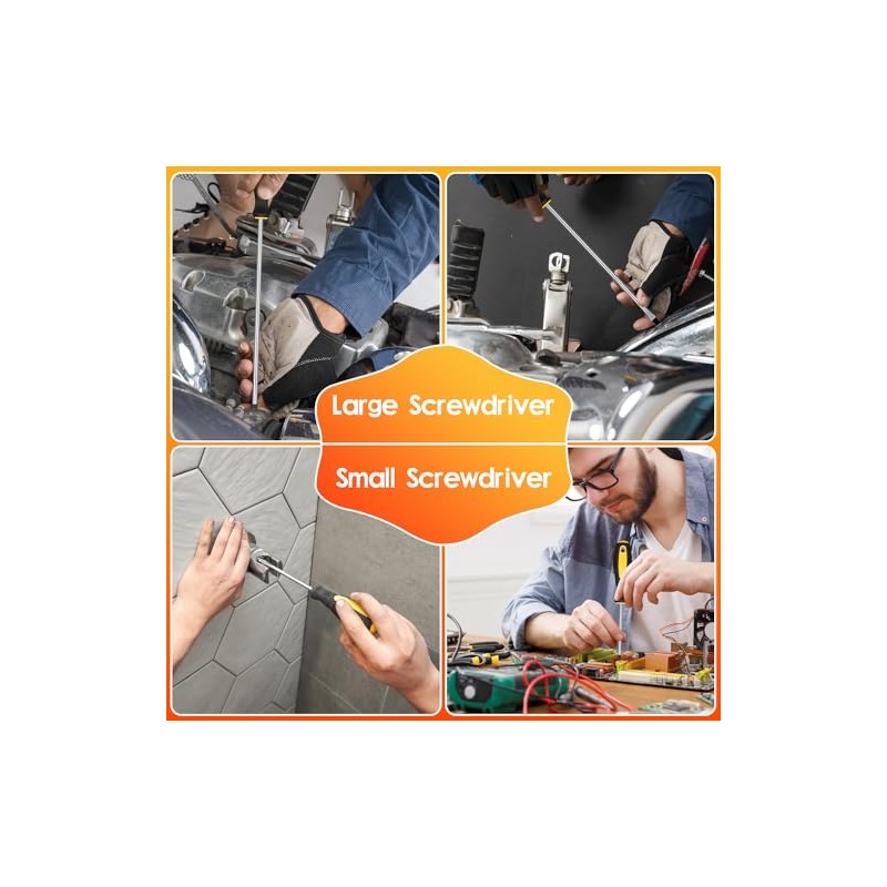 9pcs Magnetic Screwdrivers Set, Including 12in Phillips and Slotted Screwdrivers,