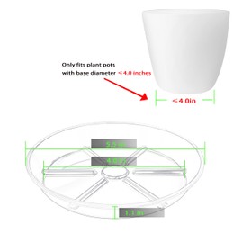 4 inch Plant Saucers, 6 Pack Clear Plant Trays, 5" (5.5" top diameter) Durable Round Plastic Flower Plant Water Drip Tray for Pots Planter, Plant Dish Pant Plate to Catch Water for Indoor & Outdoor