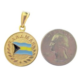 Gifts by Lulee, LLC 14kt Overlay Bahamas Pendant with Flag About The Size of a Nickel