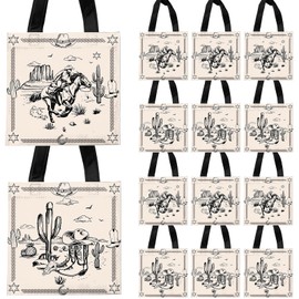 Yizeda 20Pcs Cowboy Goodie Bags Western Party Decorations Cowboy Themed Birthday Favor Bags Non-woven for Rodeo Bachelor Wild West Party Supplies