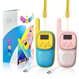 Walkie Talkie Recargable para Niños 400mAh, Largo Alcance de Transmisión con 22 Canales, Walkie Talkie para Niños con Linterna 3-14 años para Actividades en Interiores o Al Aire Libre 1 Par