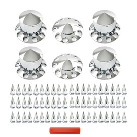 waltyotur 2 Front and 4 Rear with 33mm Spiked Screw On Lug Nut Covers Replacement for Semi Trucks Chrome ABS Plastic Axle Wheel Cover Set