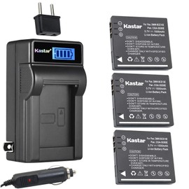 Kastar 3-Pack DMW-BCE10 Battery and LCD AC Charger Compatible with Panasonic Lumix DMC-FX500 DMC-FX500EB-S DMC-FX500K DMC-FX500S, Lumix DMC-FX520 DMC-FX520GK HM-TA1 HM-TA1H HM-TA1R HM-TA1V, SDR-S7