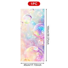 HOMETITUTE Stained Glass Window Film 17.7x39.3 inch Colorful Bubble Window Privacy Film Stained Decals Static Cling Sun Blocking Decor for Home Office Windows Door Glass Partitions