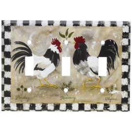 Art Plates - Jennifers Rooster Switch Plate - Triple Toggle