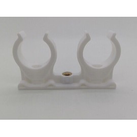 10 x Pipe Clips Double Pipe Holder Double White Pipe Attachment (with Thread Pipe Fastening, 28 mm)